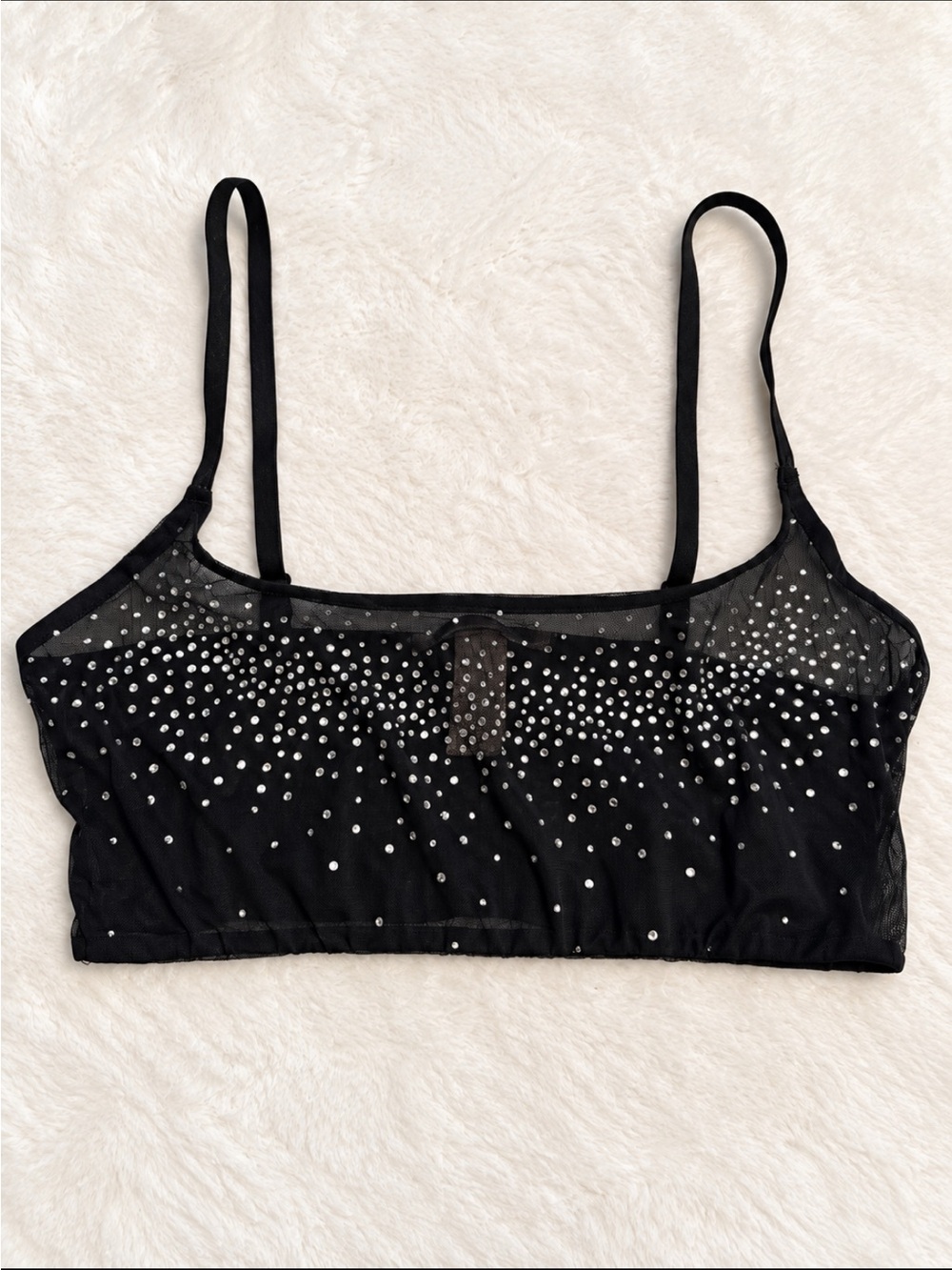 New! Victoria’s Secret Black Rhinestone Mesh Bralette Small 34417